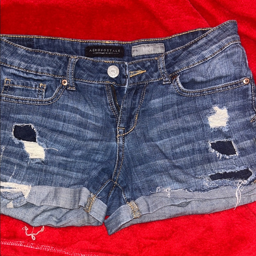 Aeropostale Distressed Blue Jean Shorts